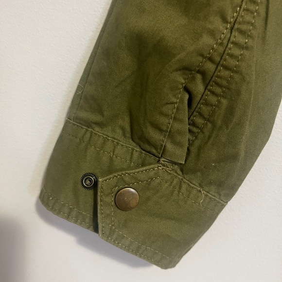Love tree army green full zip/snap hooded adjustable waist jacket coat women’s M - Picture 6 of 12